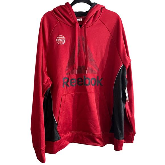 Reebok Men's Delta Trail Hoody Bling Red Black Hoodie Training Size XXL New - Picture 1 of 7